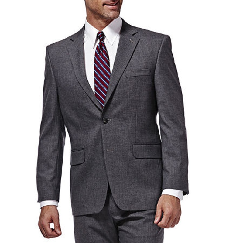 Haggar Men's Sharkskin Suit Jacket Dark Grey 44S