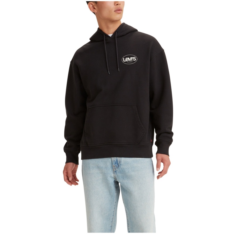 Levis Mens Surf Relaxed-Fit Logo-Print Hooded Sweatshirt Black Medium