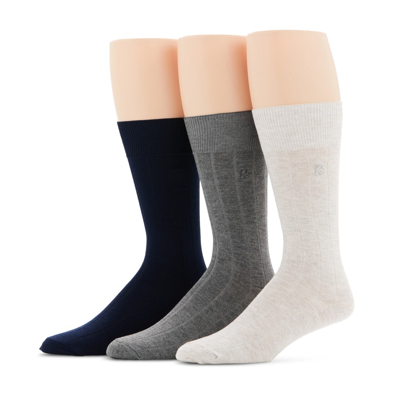 Perry Ellis Portfolio Dress Socks 3 Pack Black Grey Assorted One Size