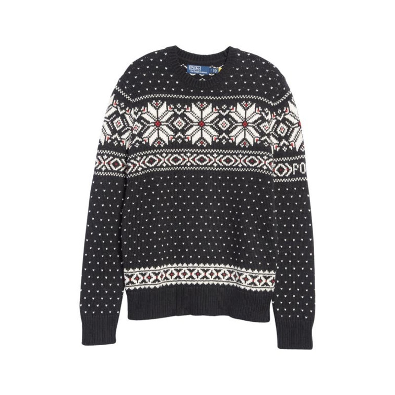 Polo Ralph Lauren Fair Isle Cotton-Blend Crewneck Sweater Black 2XL