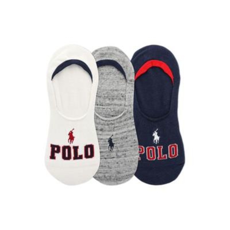 Polo Ralph Lauren Men's No Show Flag Socks White 10 - 13