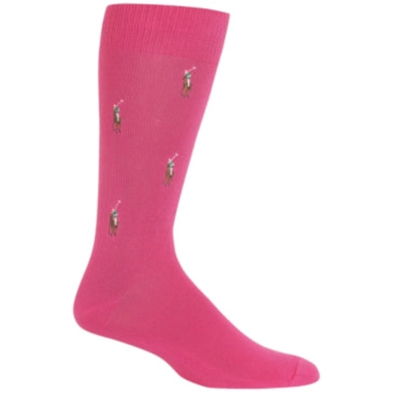 Polo Ralph Lauren Mens Embroidered Dress Socks Hot Pink 10 - 13