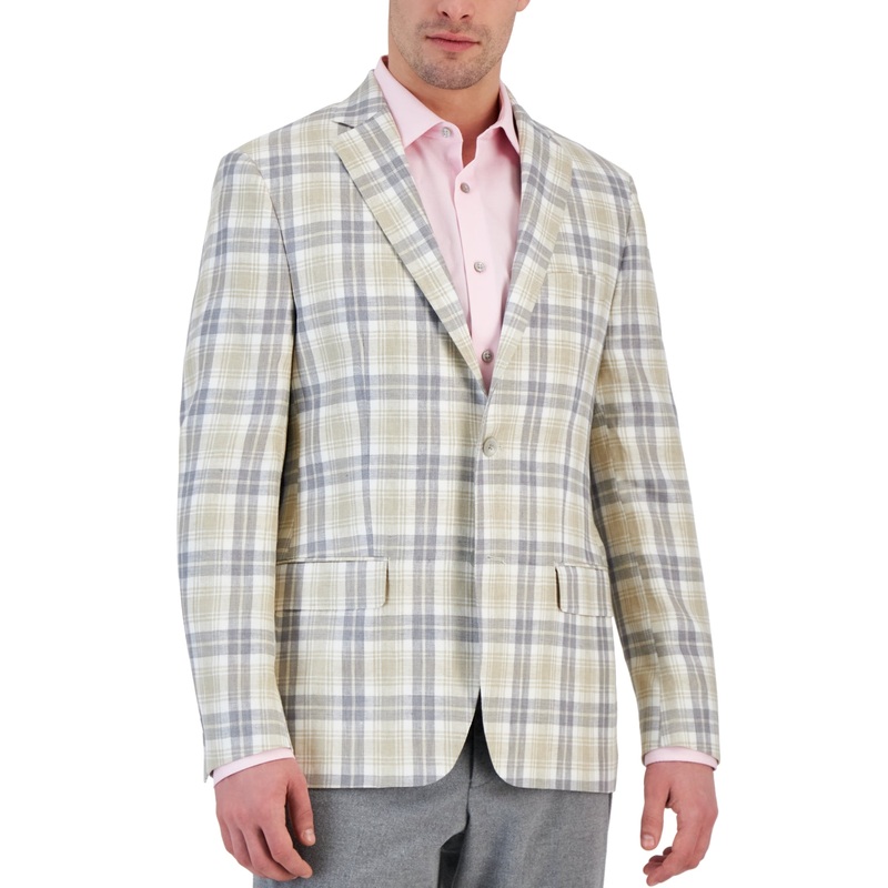 Ralph Lauren Men's Ultra flex Classic Fit Patterned Linen Sportcoat  Cream 46R