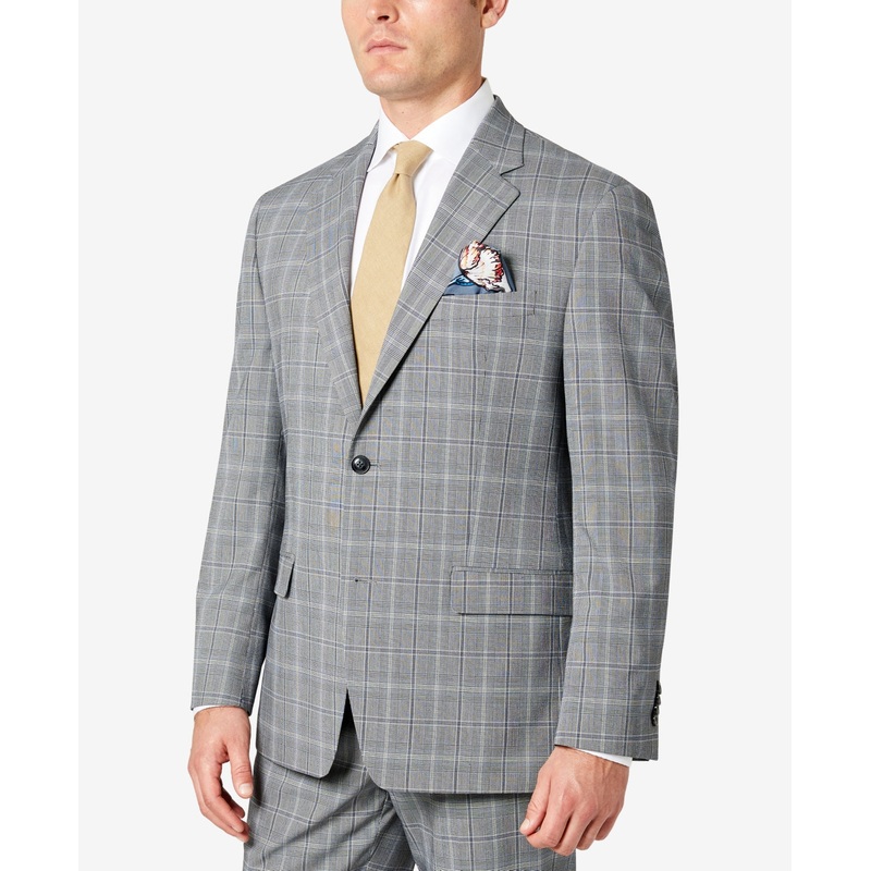 Sean John Mens Classic Fit Suit Jacket Grey Blue 40S