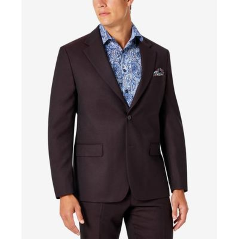 Tallia Mens Classic Fit Wool Suit Jacket Burgundy Red  40S