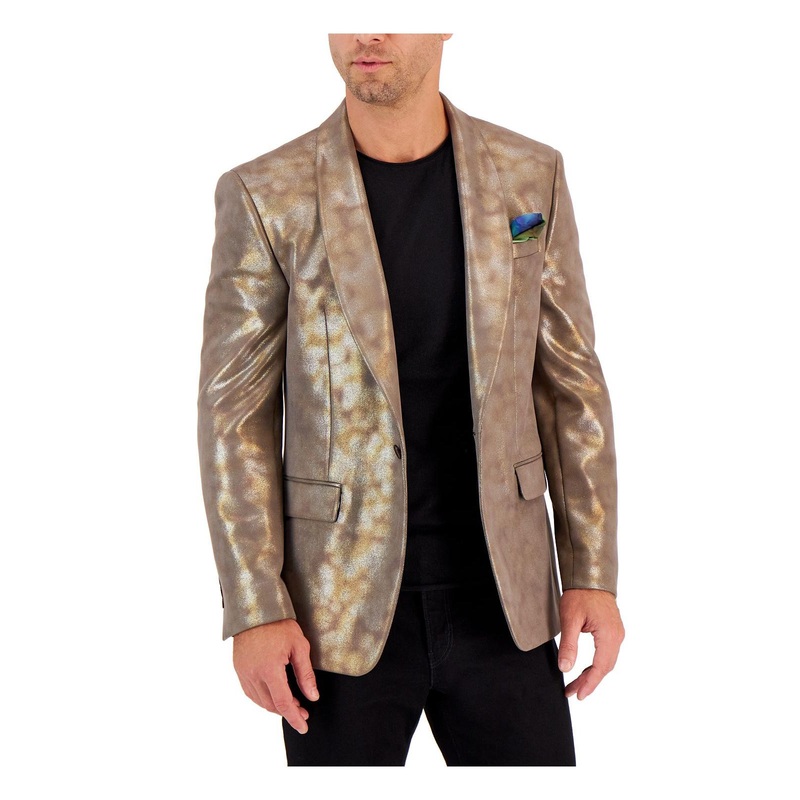 Tallia Mens Slim Fit Sport Coat Gold 38S