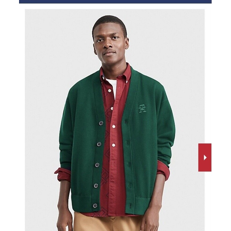 TOMMY HILFIGER X ANTHONY RAMOS Men's Cardigan Sweater XXL 2XL Green