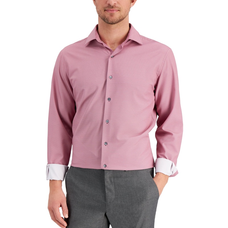 Alfani Mens Berry Geo-Print Button Down Dress Shirt 16 16 1/2 32 33