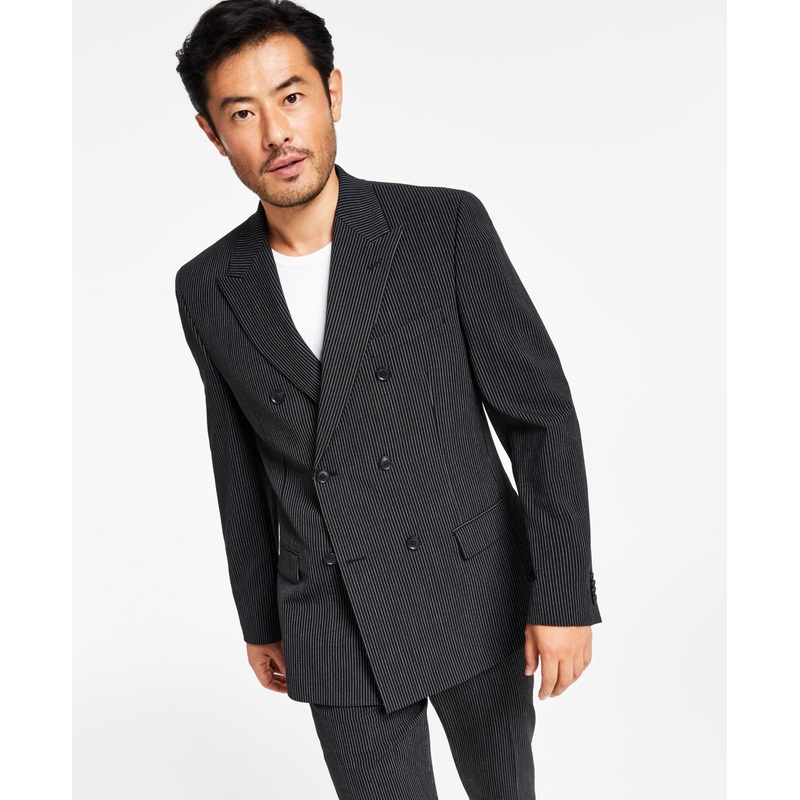 Alfani Mens Slim Fit Pinstripe Double Breasted Suit Jacket 42L