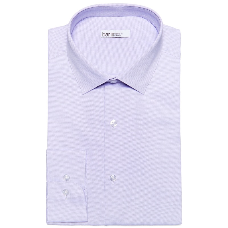 Bar III Men's Textured Slim-Fit Button Down Dress Shirt Lavender Large