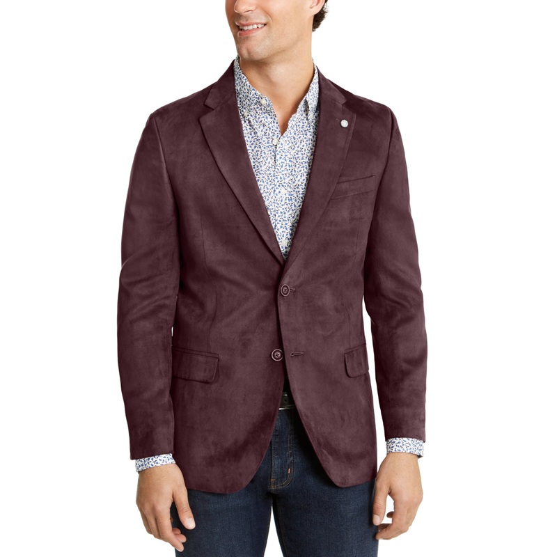 Nautica Men's Faux-Suede Sport Coat Burgundy 40R