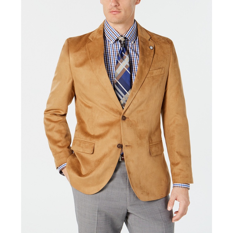 Nautica Men's Modern Fit Faux Suede Sport Coat Camel Brown 40R