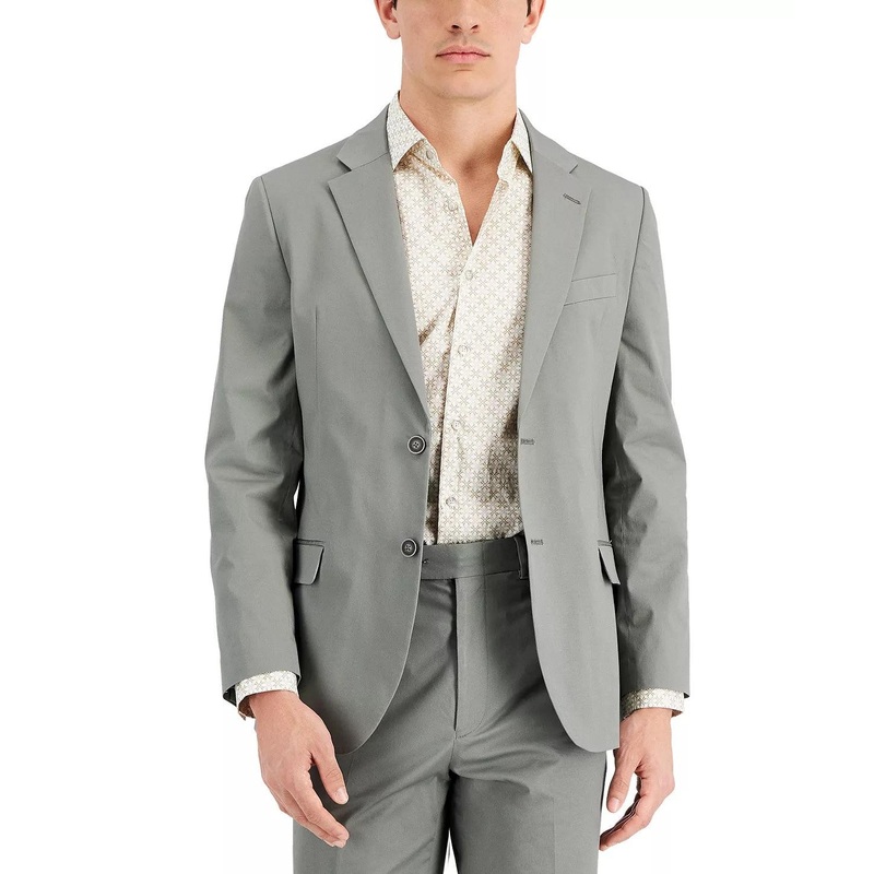 Nautica Men's Modern-Fit Light Grey Suit Jacket 42R Cotton