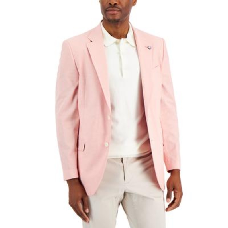Nautica Men's Modern Fit Stretch Sport Coat Chambray Pink 42L
