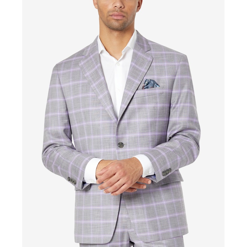 Sean John Men's Classic Fit Patterned Suit Jacket Grey 38S