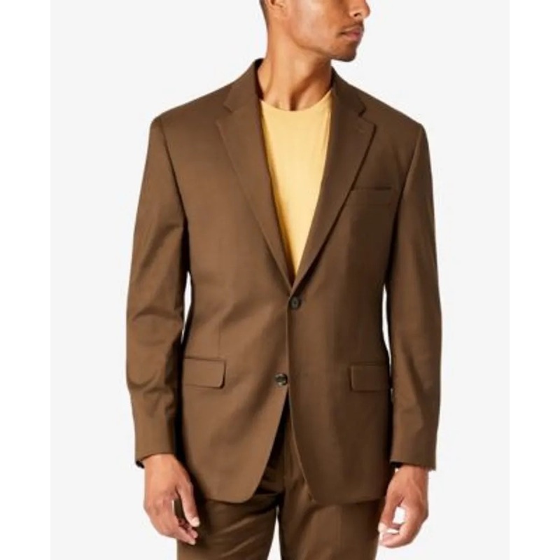 Sean John Mens Classic-Fit Solid Suit Jacket 54L Brown Sport Coat