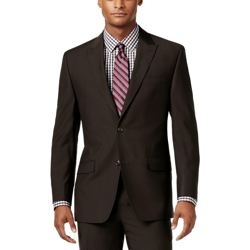 Sean John Mens Classic Fit Solid Suit Jacket Brown Tan 50L