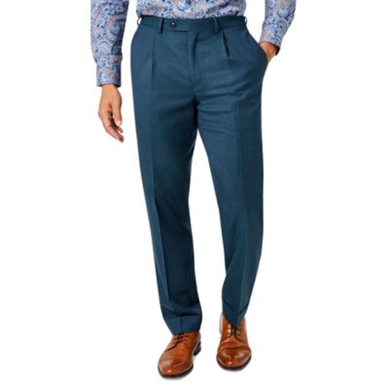 Tallia Mens Classic Fit Wool Dress Pants Dark Teal Blue 30 x 30