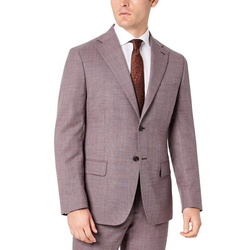 Tallia Mens Slim Fit Berry Purple Stripe Wool Blazer 38R