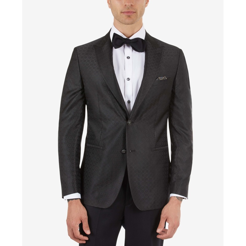 Tallia Mens Slim Fit Black Medallion Blazer 42R Sport Coat