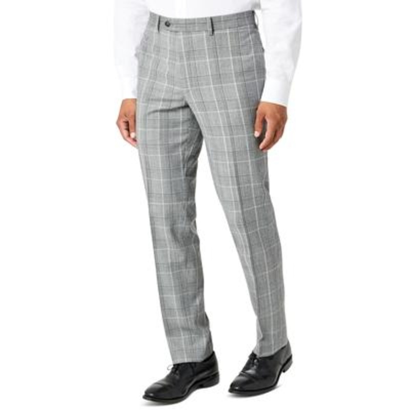 Tallia Mens Slim Fit Plaid Suit Dress Pants Black White 32 x 32