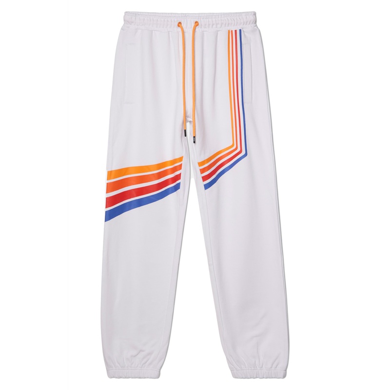 WeSC America Inc Mens Retro Stripes Jogger Sweatpants - White 2XL