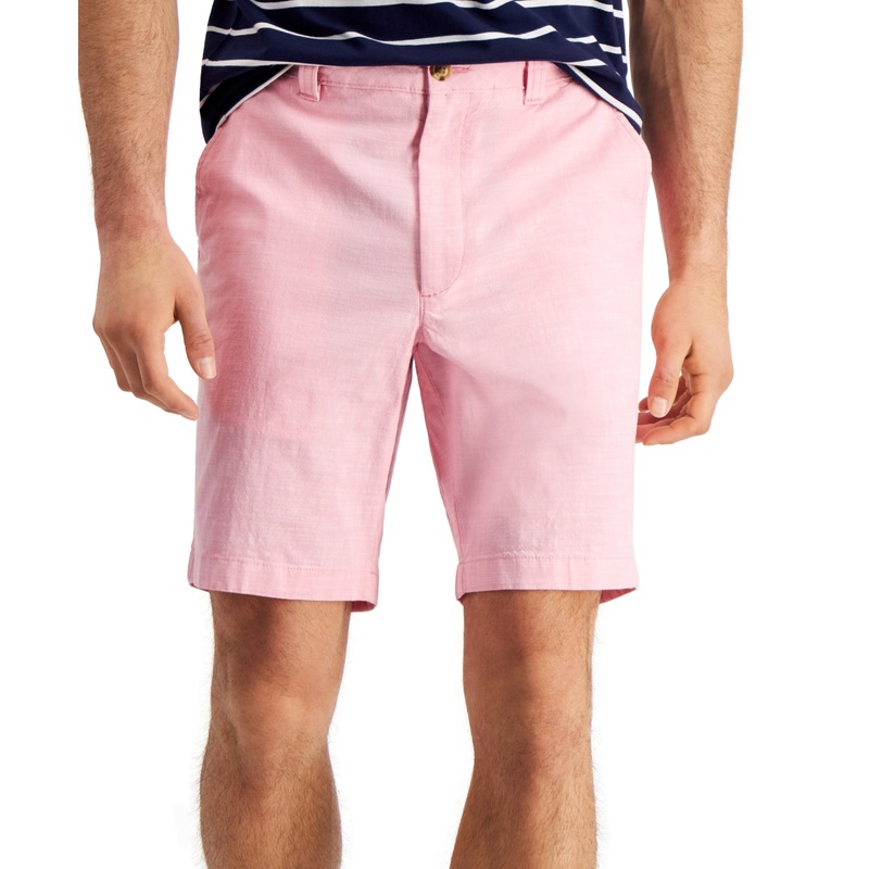 Club Room Mens 9" Stretch Chambray Shorts Pink Sky 40