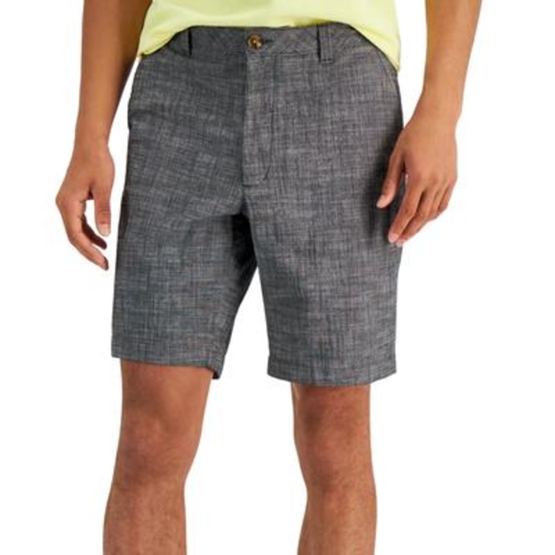 Club Room Mens Stretch Chambray Shorts Charcoal Grey 34 Waist