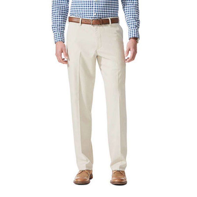 Dockers Mens Relaxed Fit Flat Front Comfort Pants Khaki Porcelain 36 x 29