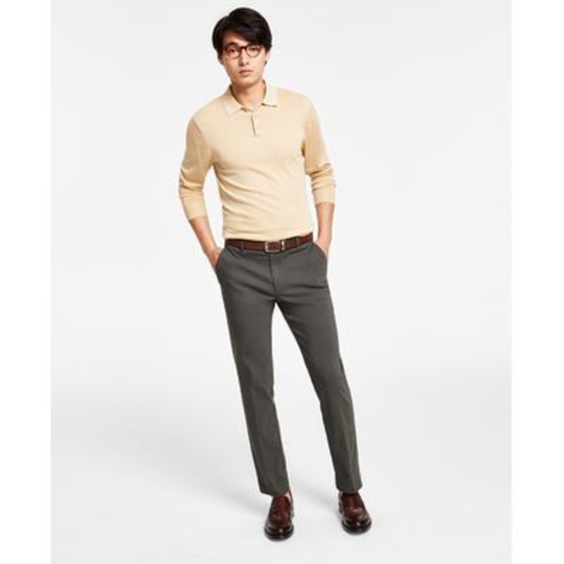 Tommy Hilfiger Mens Stretch Modern-Fit Olive Green Pants 33 x 30