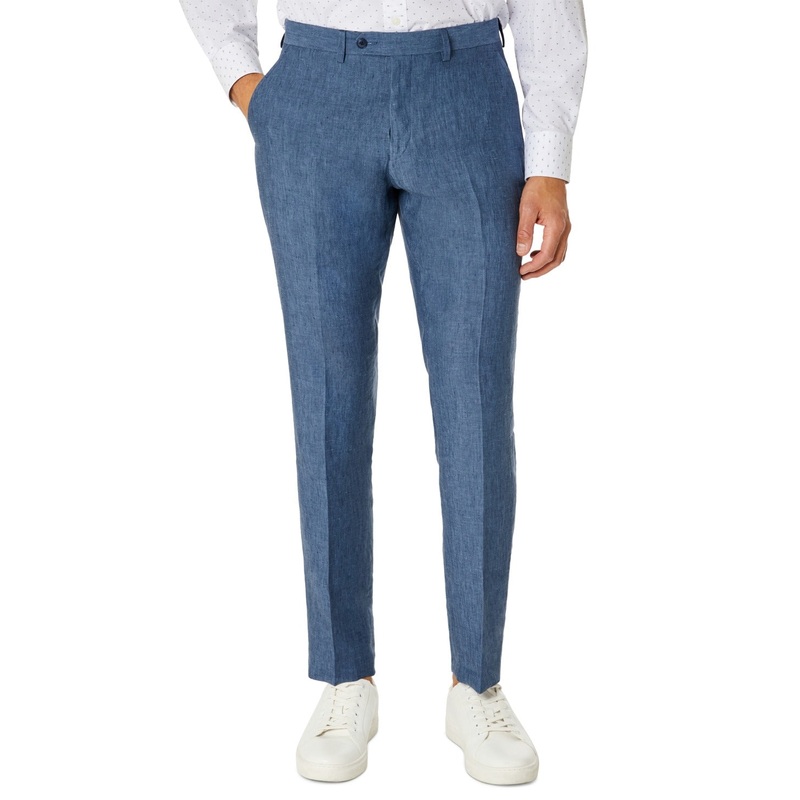 Tommy Hilfiger Modern Fit Flex Linen Stretch Blue Pants 42 x 30