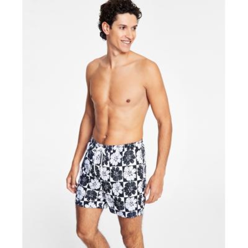 International Concepts Mens Swimwear Blooms Board Shorts Black Medium