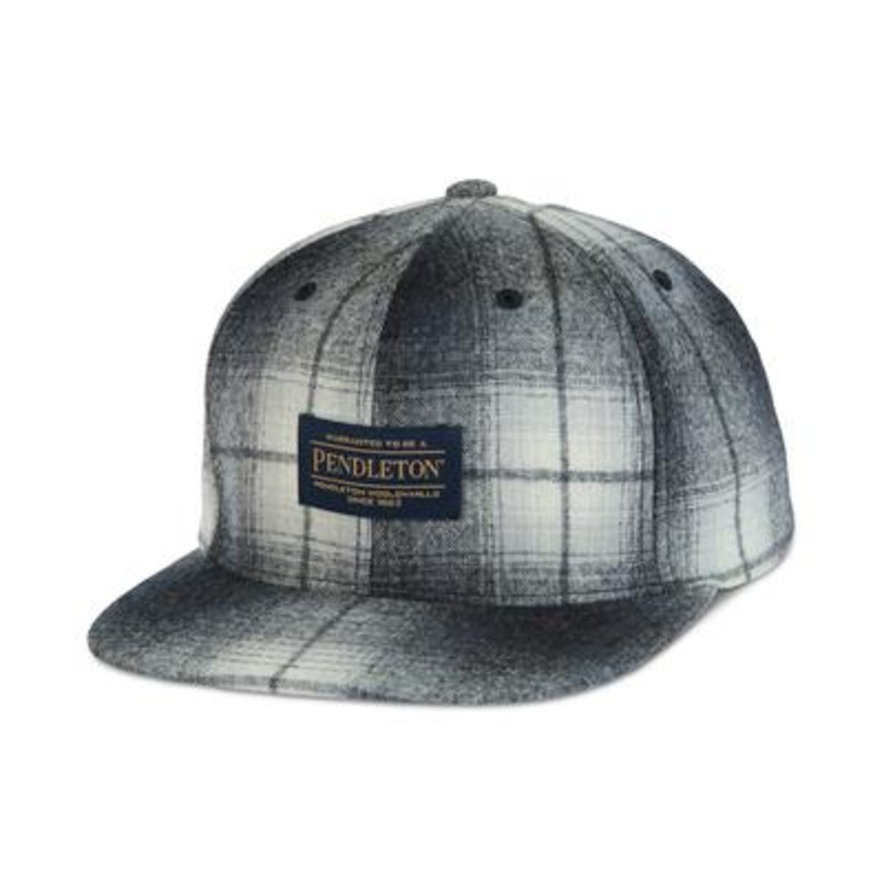 Pendleton Mens Plaid Flat Brim Blue Grey Mix Ombre Baseball Hat