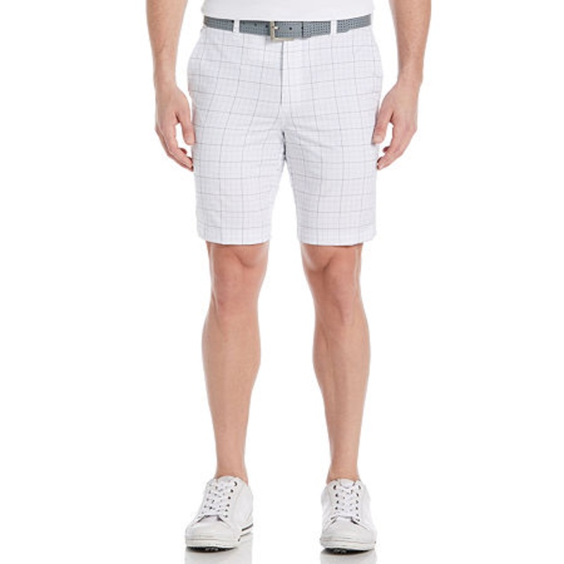 PGA TOUR Mens Flat Front Vacation Plaid Golf Shorts Bright White 44