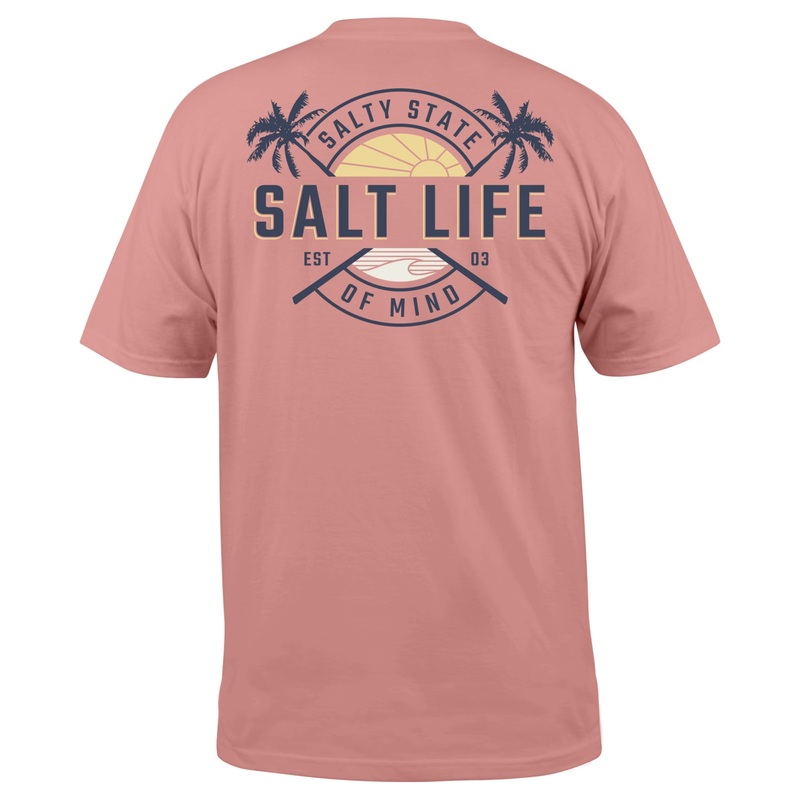 Salt Life Men's First Light Logo Graphic Short Sleeve T Shirt Pink Clay Small