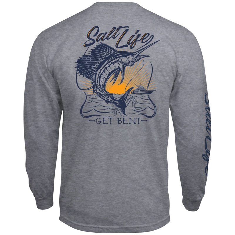 Salt Life Mens Golden Hour Logo Graphic Long Sleeve T Shirt Athletic Grey Medium