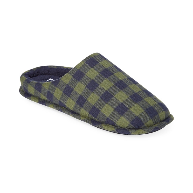 Club Room Men's Plaid Slippers Green Blue XL 12 13