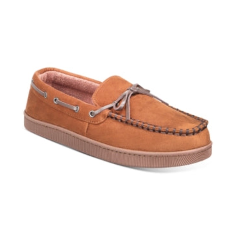 Club Room Mens Platform Slip on Moccasin Silppers Brown Size 6