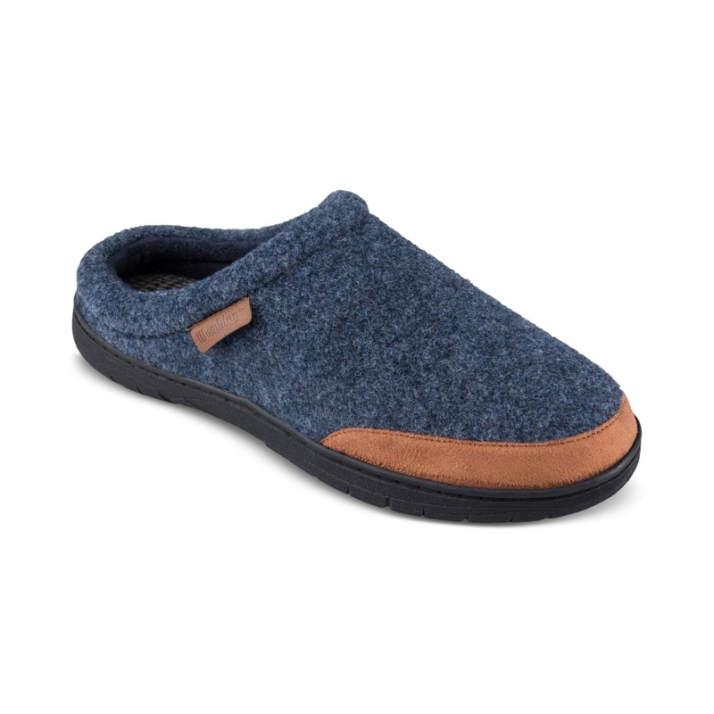 Haggar Men's Microsuede Trim Bumper Felt Clog Slippers Blue 2XL