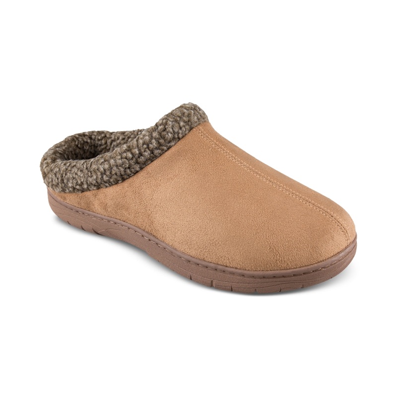 Haggar Mens Faux Suede Slip on Loafer Slippers Brown 2XL