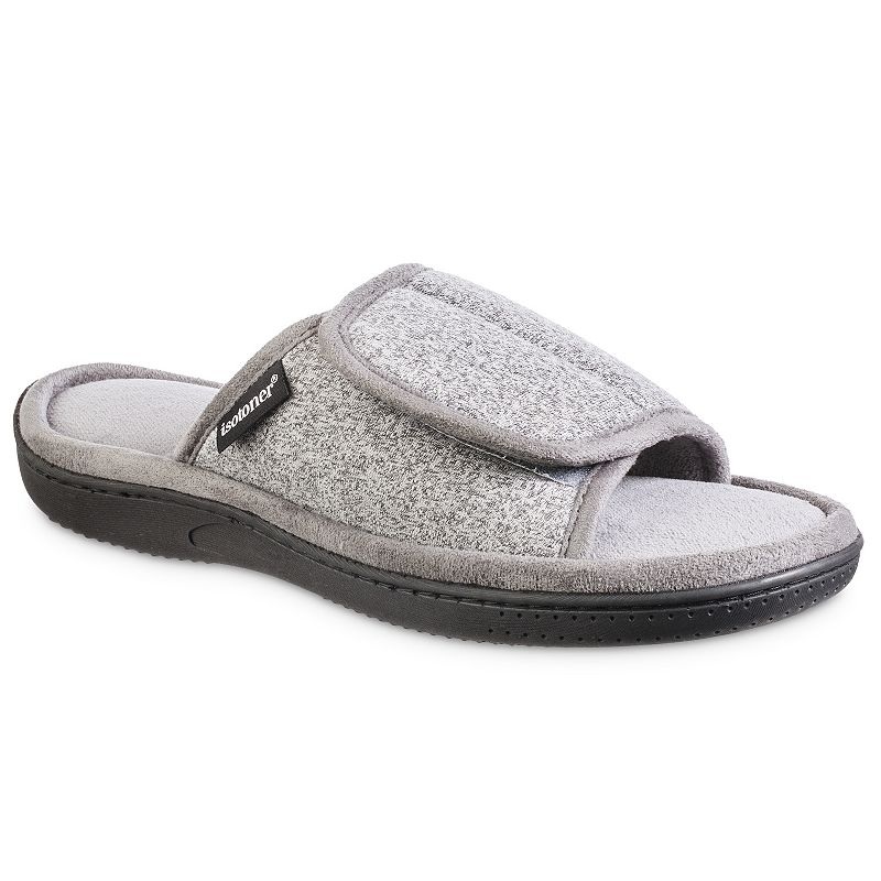 Isotoner Men's Knit Ethan Slide Slippers Grey 9.5 to 10.5