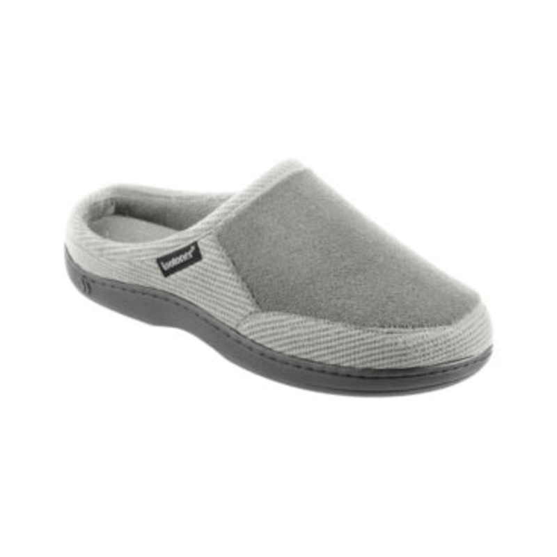Isotoner Men's Memory Foam Travis Hoodback Slippers Grey 9.5 to 10.5