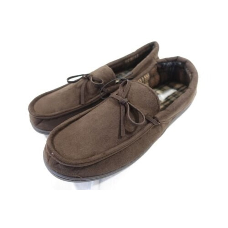 Khombu Men's Microsuede Bow Slippers Brown Large 10 11