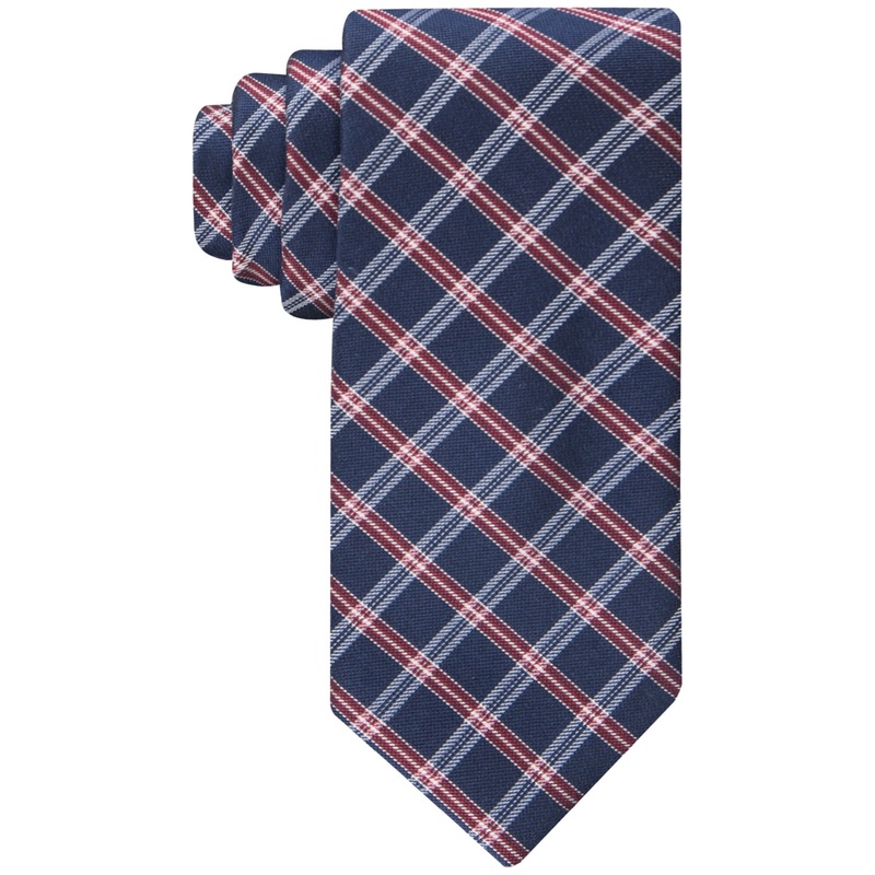 Tommy Hilfiger Men's Necktie Classic Check Tie Navy Red