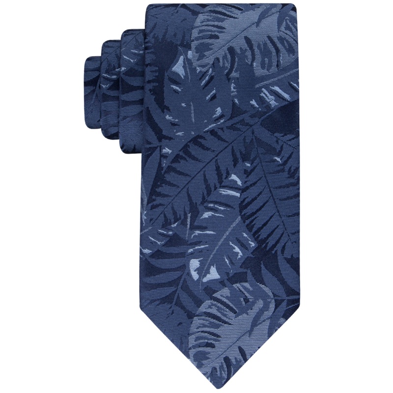 Tommy Hilfiger Men's Necktie Palm Leaves Tie Navy Blue