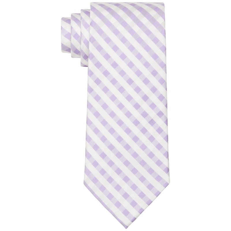 Tommy Hilfiger Mens Bardstown Gingham Tie Purple Necktie