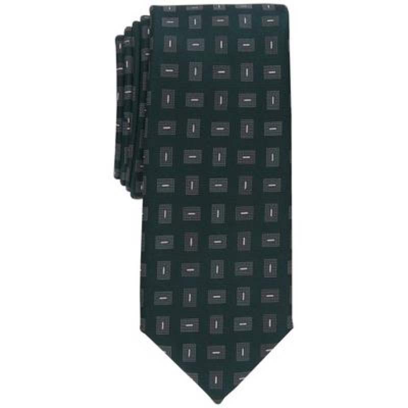 Alfani Men's Belmont Geo Print Tie Hunter Green Necktie