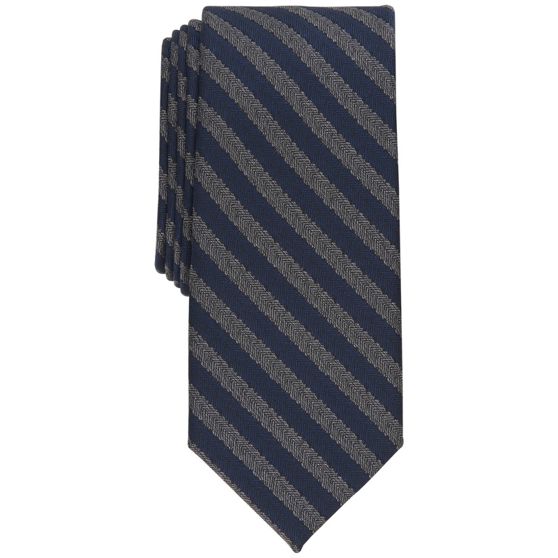Bar Iii Men's Cruiser Skinny Herringbone Stripe Tie Dark Navy