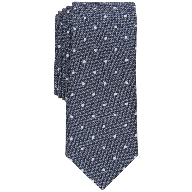 Bar Iii Men's Fortune Skinny Herringbone Dot Tie Denim