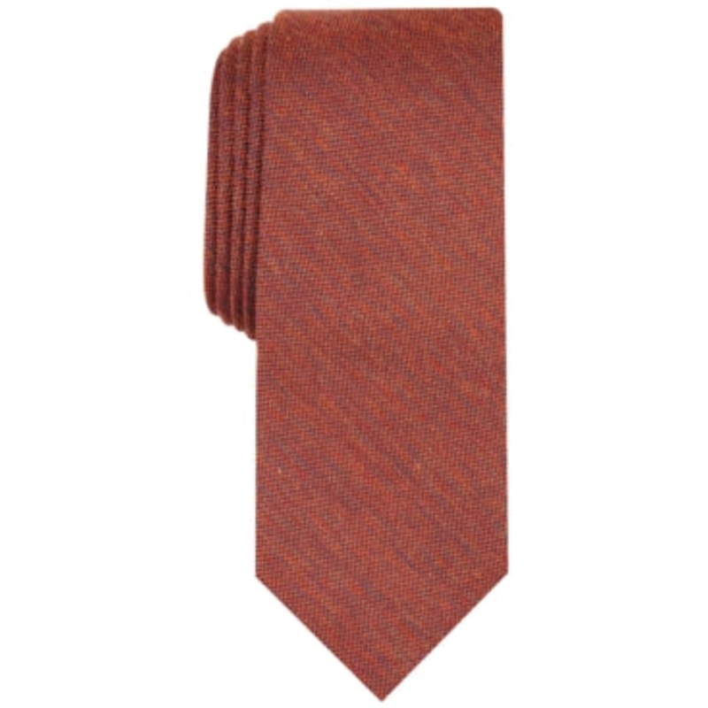 Bar III Mens Dunbar Solid Slim Tie Cognac Orange Necktie